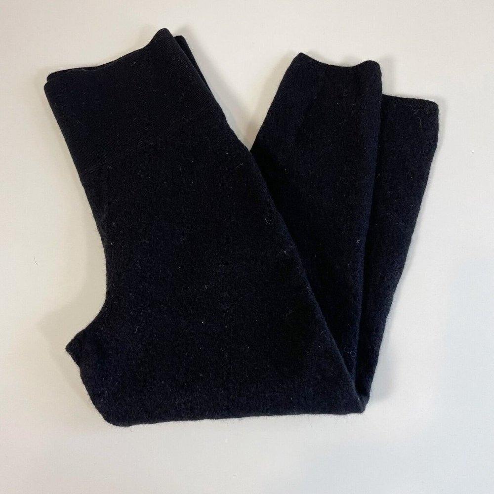 Something Navy Womens Wool Cigarette Cropped Trouser Black XS High Rise Fleece